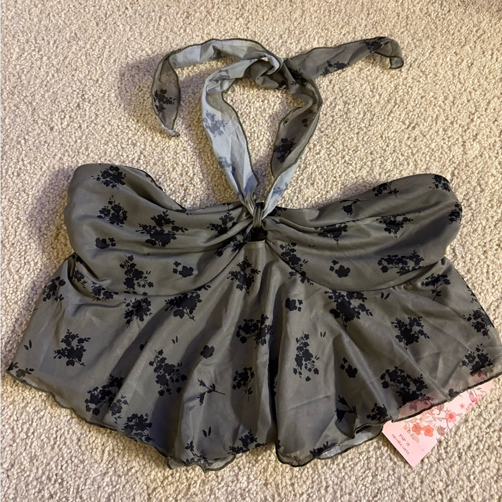 Floral Halter Top - Green